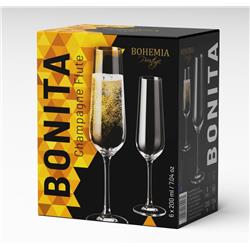 BOHEMIA PRESTIGE BONITA KIELISZEK SZAMP 200ML 6X-21188