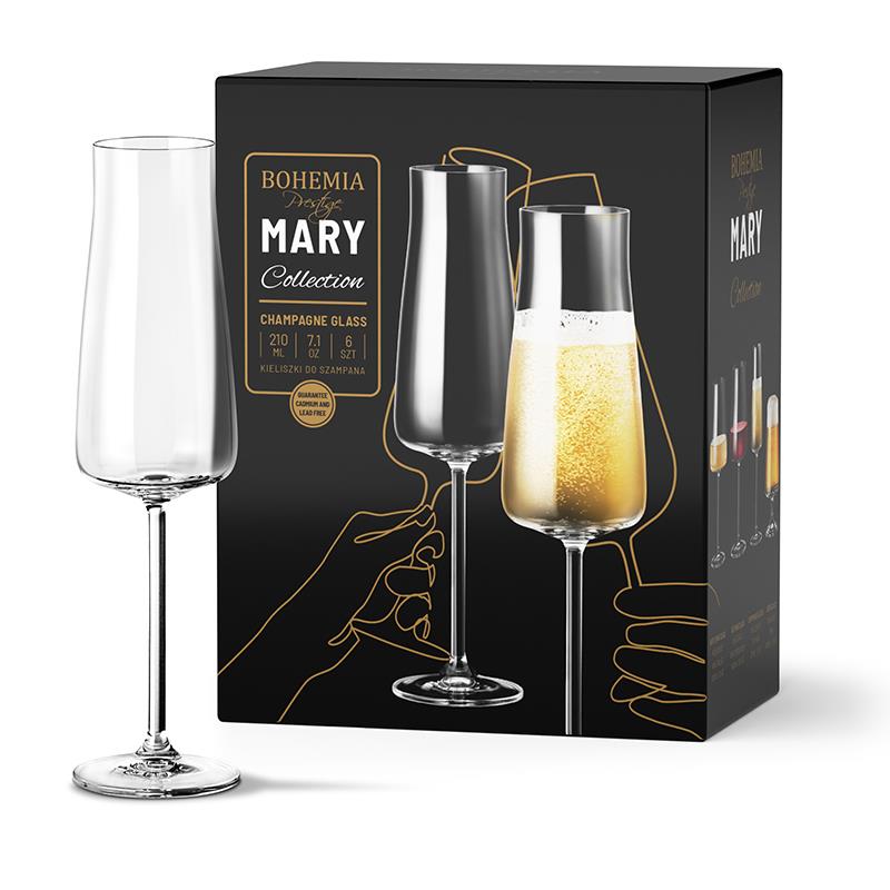 BOHEMIA PRESTIGE MARY KIELISZEK 210ML SZAMPAN 6SZT-22389