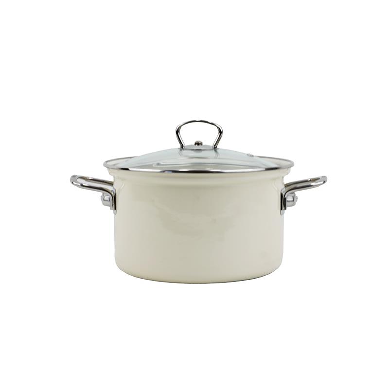 BELIS GARNEK EMAL. Z POKRYWĄ 3,6L 20CM ECO CREAM-23227