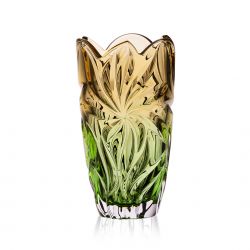 BOHEMIA FLORA AMBER GREEN WAZON 280MM