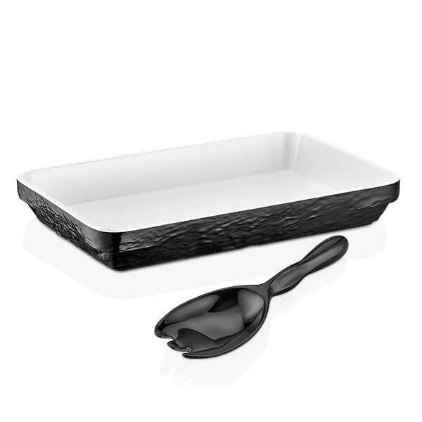 MEL OLIE SET SAŁATKOWY PROSTOKĄTNY CZERŃ/BIEL 2x-16015