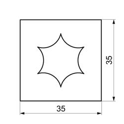 WYKRAWACZ KWADRAT Z ZAOKRĄGLONĄ GWIAZDKĄ 4,6 CM-2423