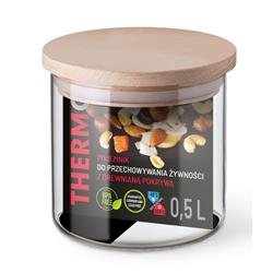 THERMO POJEMNIK NA ŻYWN. 0,5L DREWNIANA POKRYWKA-20530